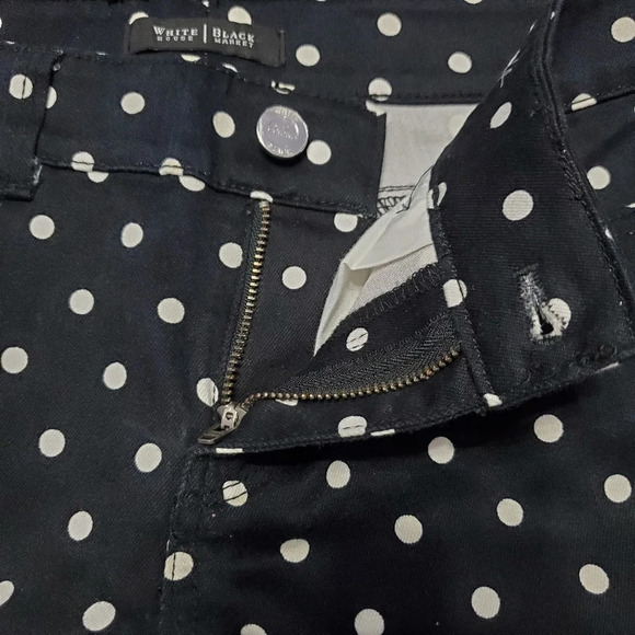 White House Black Market Blanc Polka Dot Slim Ankle Jean 0 R - Picture 7 of 9